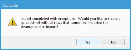 Import Products - Create Exceptions Sheet