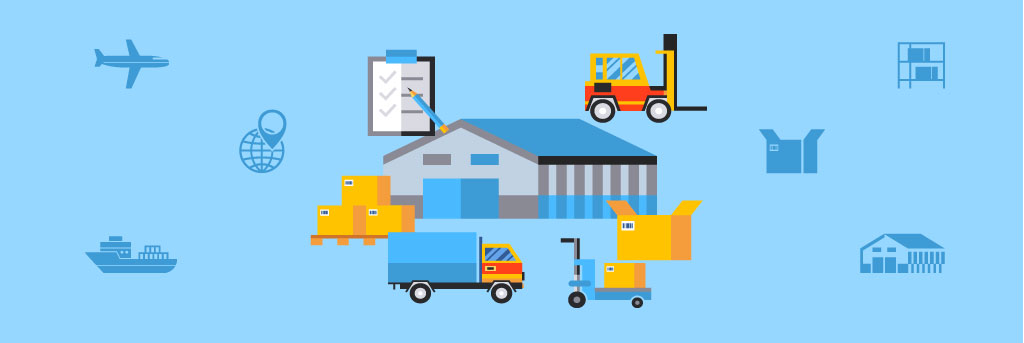 Graphics of warehousing items representing how to track inventory