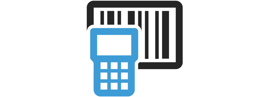 Icon of barcode scanning device and barcode for understanding barcode inventory control