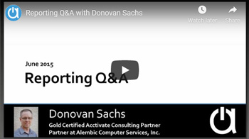 Consulting Webinar: Reporting Q&A with Donovan Sachs