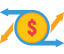 Circle with dollar sign and arrows depicting advanced purchasing capabilities in Acctivate inventory software, a QuickBooks online inventory module