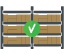 Warehouse shelves with boxes and a green check mark in the middle to illustrate a well-stocked business, gained via reorder management