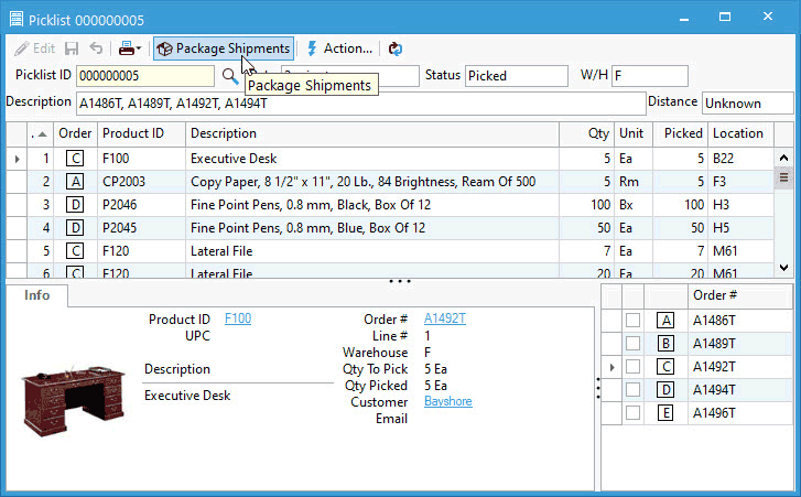 Create a shipment from a Picklist