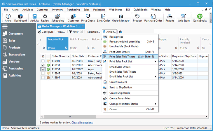 Pick Ticket printing from Order Manager