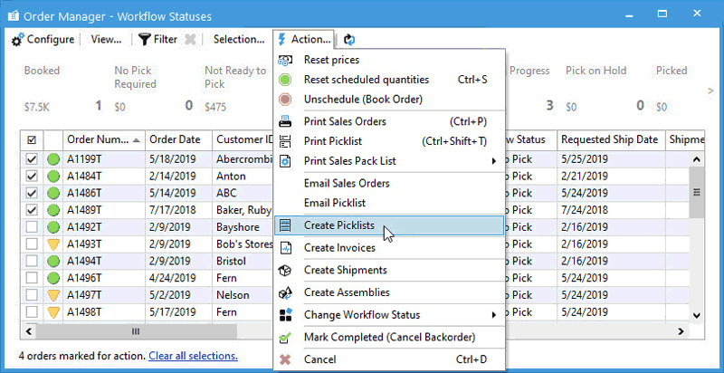 Create picking documents from Order Manager
