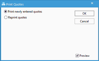 Email a quote or print a quote options in Acctivate with a batch option
