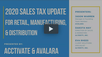 Webinar: 2020 Sales Tax Update for Retail, Manufacturing, and Distribution