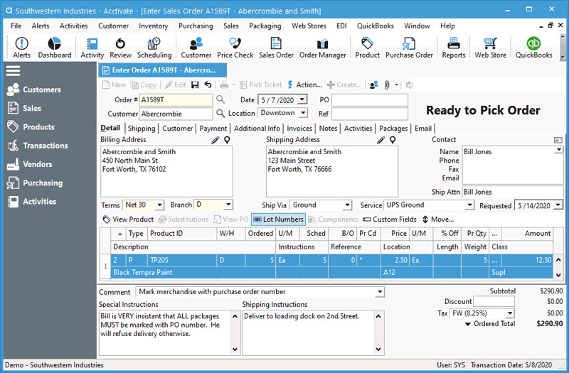 Select lot or serial numbers on sales orders Select lot or serial numbers on sales orders