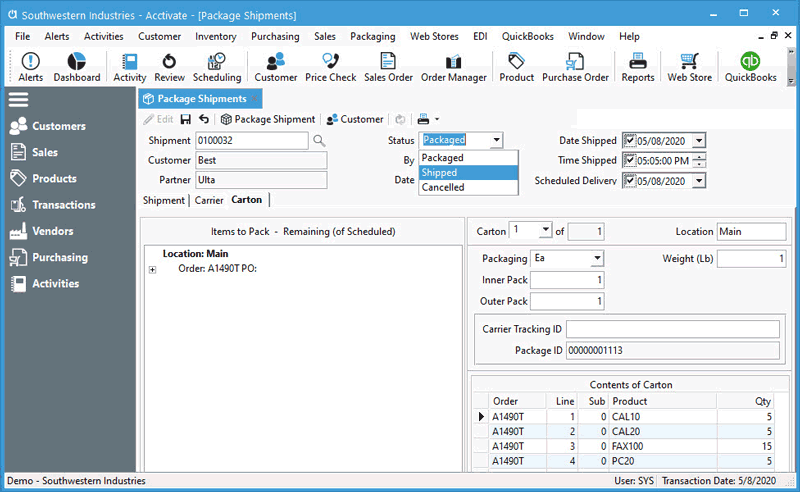 Shipping Shipments with Packaging Manager