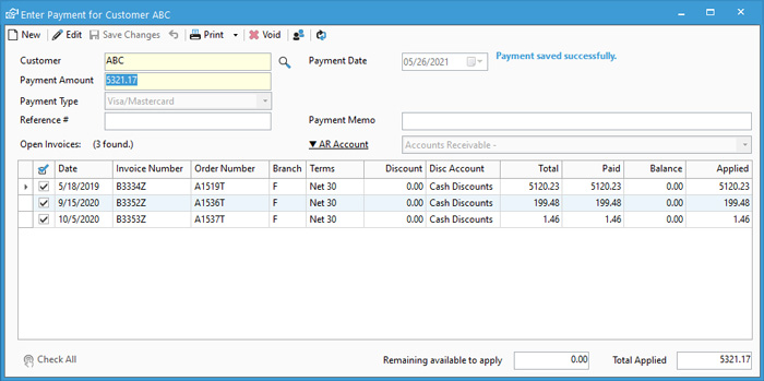 Acctivate Customer Payment Screen