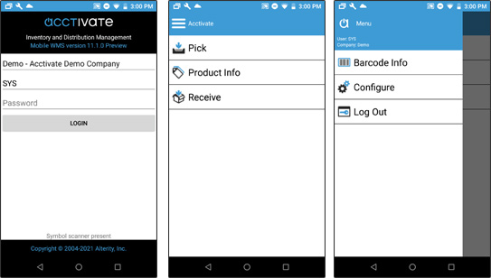 Android Mobile Warehouse Management Screens