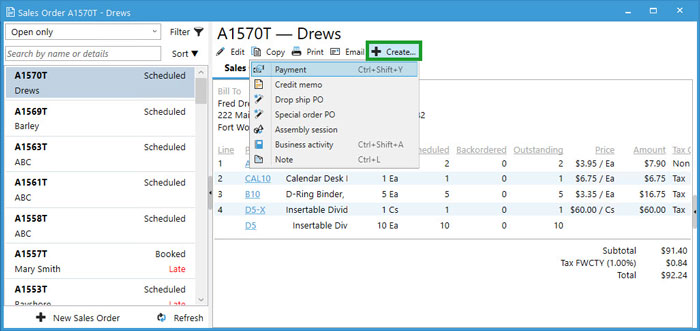 Create Prepayment from Sales Order