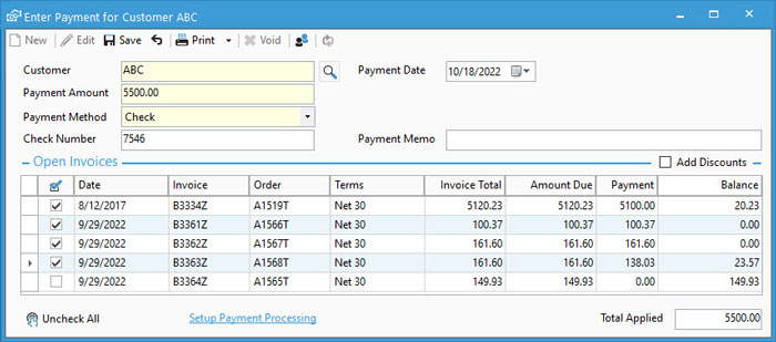 Create Payment via Enter Payment Window