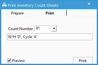Print inventory count sheets