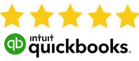 Badge representing 5-stars based on reviews from QuickBooks users, including food distributors