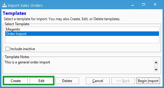 Create or edit existing sales order import