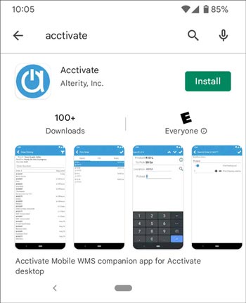 Install Acctivate from Google Play Store