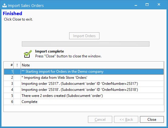 Sales Order Import Complete