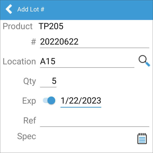 Mobile Receiving: Lot & Serial Details