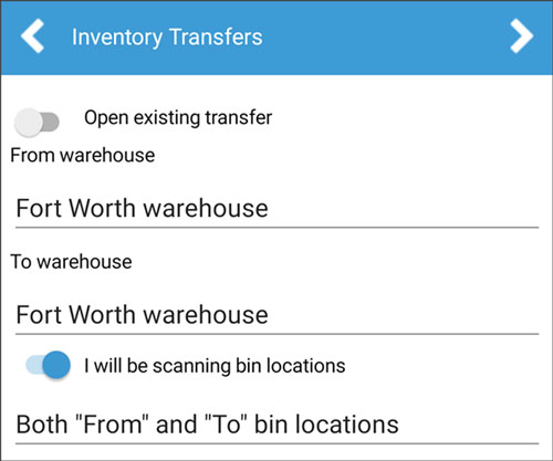 Mobile Transfers - Choose Session Type