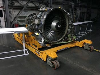 Aircraft engine utilizing parts sourced from businesses using aircraft spare parts inventory management software