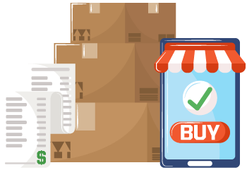 Illustration of ecommerce ordering to show how order management software helps manage online and other channels