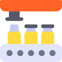 ERP beverage solutions streamline beverage manufacturing Graphic of machine capping bottles represents beverage manufacturing company using an ERP beverage solution