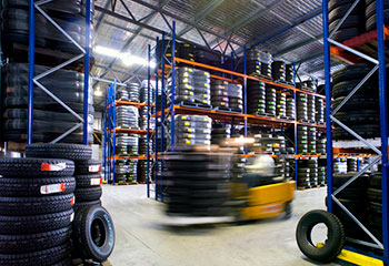 Tire warehouse representing distributors in the auto parts supply chain