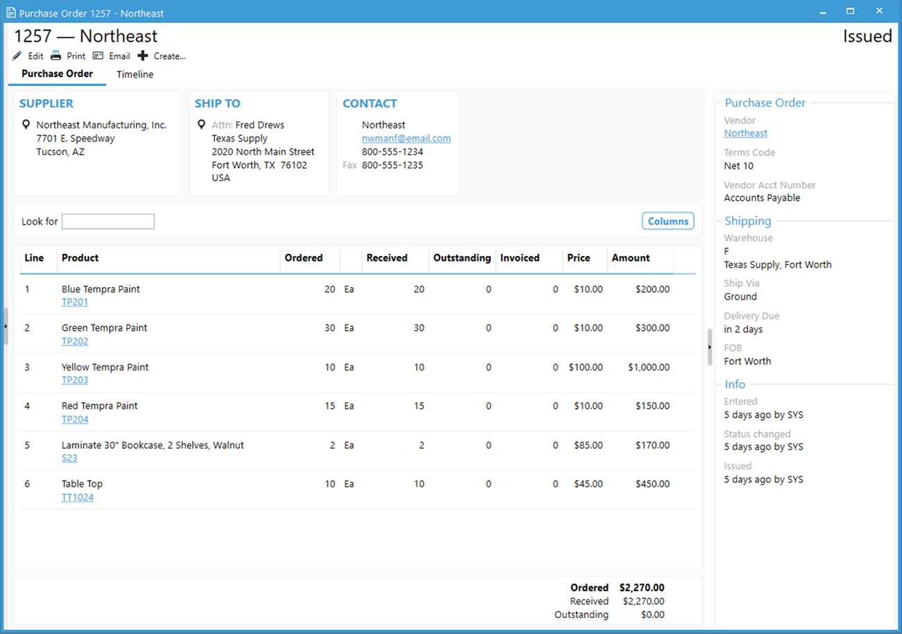 Acctivate V12.2 - Purchase Order
