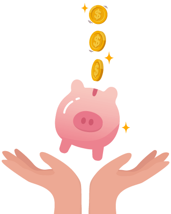 Hands throwing up a piggy bank with coins representing the handheld inventory tracking objective of cost reduction