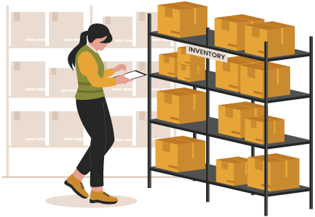 Person at warehouse shelf counting inventory representing what is the goal of a good inventory system and the importance of inventory software to achieve goals