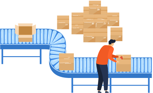 Person packing orders for fulfillment