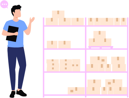 Person by warehouse shelf to show reorder alerts as a key feature of inventory management system software