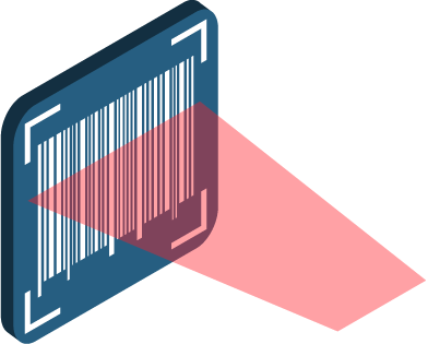 Barcode scanner laser scanning a barcode for a barcode inventory system software interpret