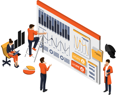 Oversized application window with graphs, charts and data representing inventory loss prevention helped with data in inventory software