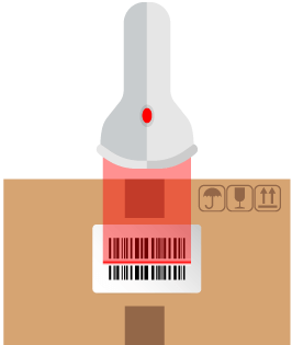 Barcode scanner scanning a barcode on a box to represent ensuring accuracy of orders with barcode technology