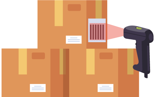 A barcode scanner scanning a barcode on a box representing faster order fulfillment with barcoding technology