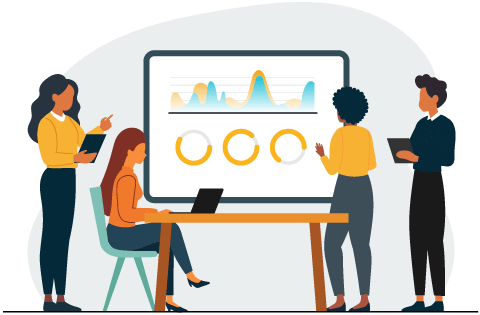 A team analyzing data representing actionable insights as a benefit of inventory threshold alerts