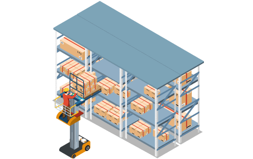 Person on forklift picking product in boxes from warehouse shelf representing Improving Picking Efficiency with Inventory Software