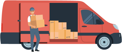 Van being loaded or unloaded with boxes to represent the inventory metric of inventory turnover rate