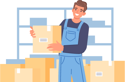 Person in warehouse holding box to represent warehousing processes for receiving inventory