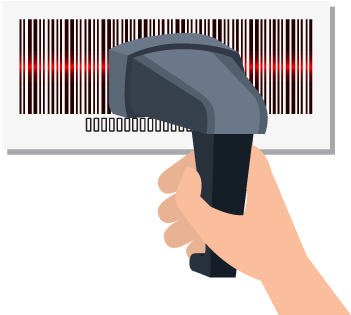 Handheld device scanning a barcode to represent the role of technology in inventory management and customer service, such as with barcoding and scanning devices