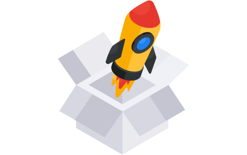 Rocket launch out of a box to represent exceeding customer expectations with inventory and order software