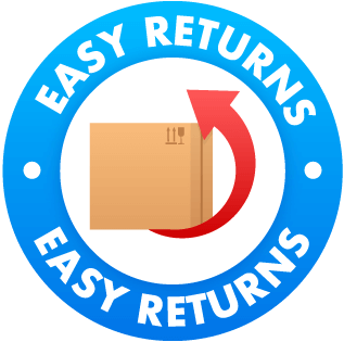 Box with a red circular arrow and an label that reads, "Easy Returns" to represent meeting customer demands with simple returns and exchanges