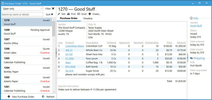 Purchasing List - a starting point for PO creation and more The Purchasing List in Acctivate is a starting point for PO creation