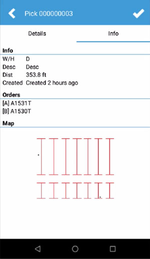 Mobile picking with product locations Mobile picking with Acctivate Mobile and efficient picking routes to product locations within warehouse