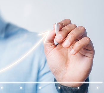 An upward arrow being drawn demonstrating growth supported by inventory software for small businesses